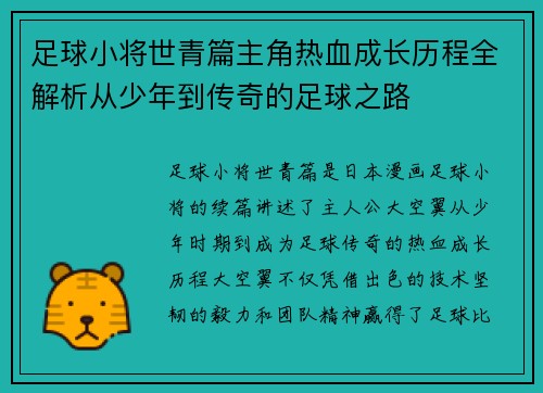 足球小将世青篇主角热血成长历程全解析从少年到传奇的足球之路